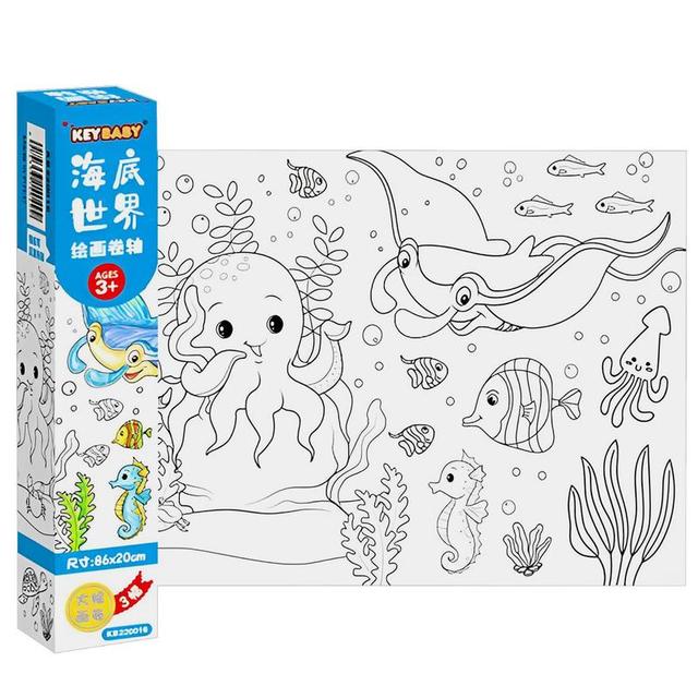 Children Coloring Paper Roll DIY Wall Sticky Color Filling Paper